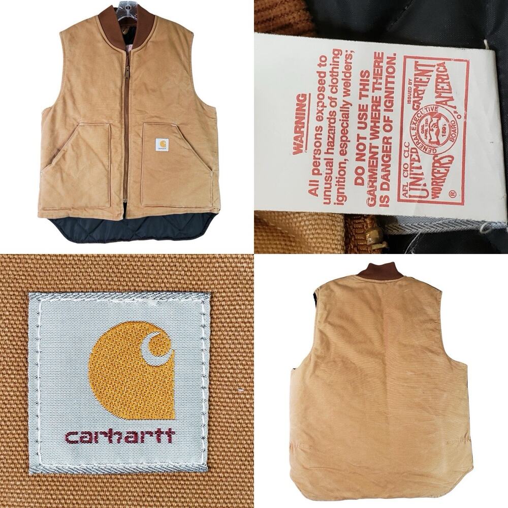 Vintage Carhartt‎ Arctic Quilt-Lined Vest Brown V01 Men’s Large USA Made Detroit